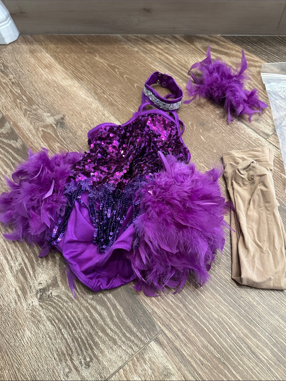 Weissman Purple Sequin Feather Kids Costume Dress with Matching Accessories SC 6